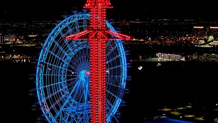 Ferris Wheel At Orlando In Florida United States. Illuminated Amusement Park. Universal Orlando...