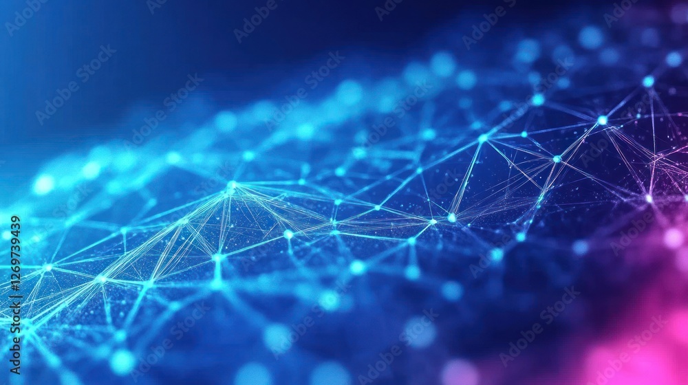 Poster abstract digital network connection with glowing nodes and lines design