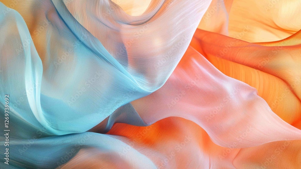 Poster abstract composition of layered fabrics in soft colors and textures