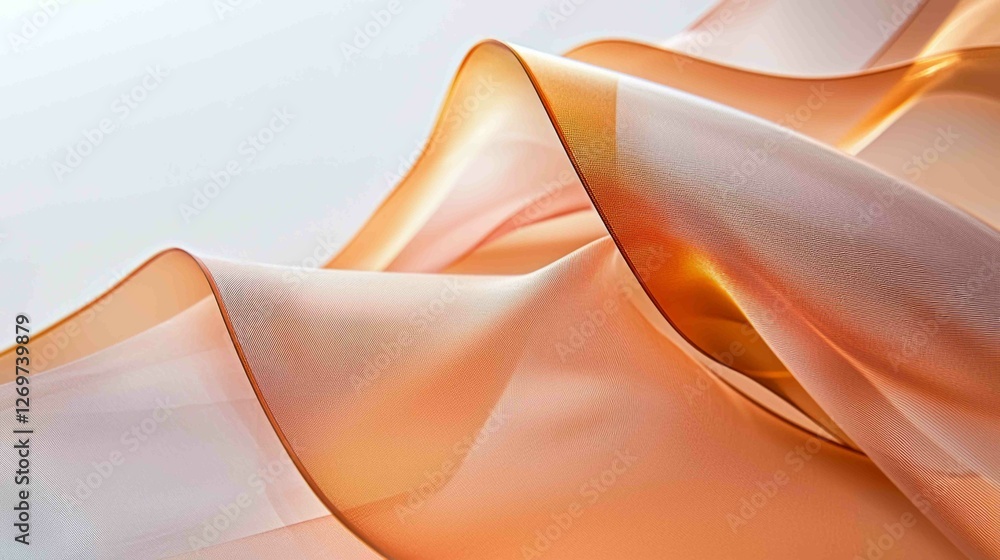 Poster abstract composition of smooth layered polymer textures in soft colors