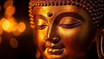 Close up of beautiful golden Buddah