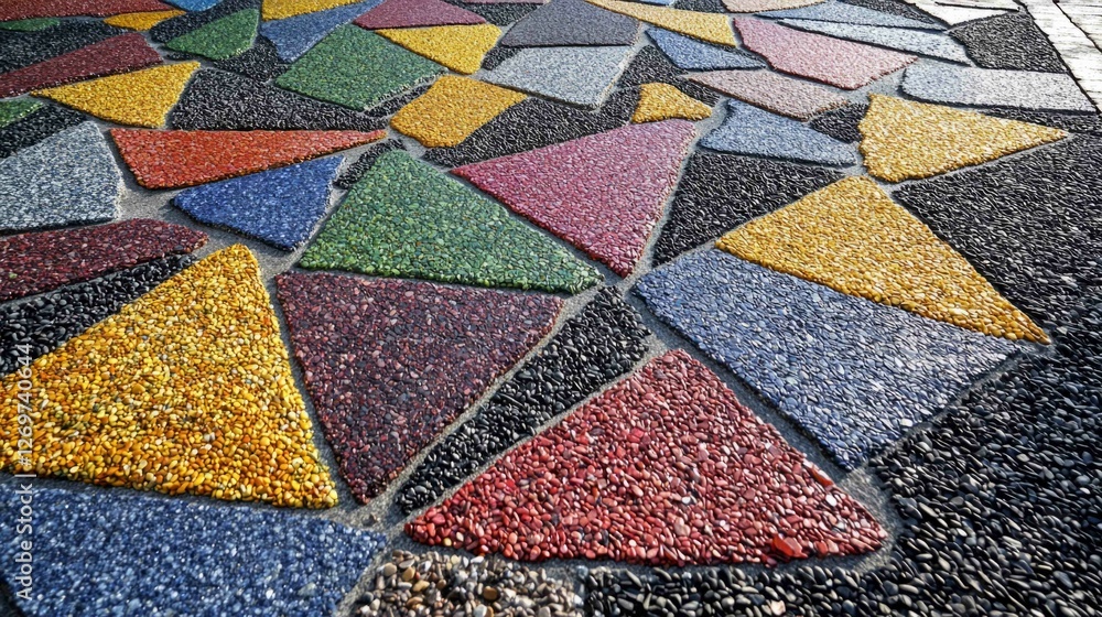 Poster artistic arrangement of multicolored gravel in unique pattern