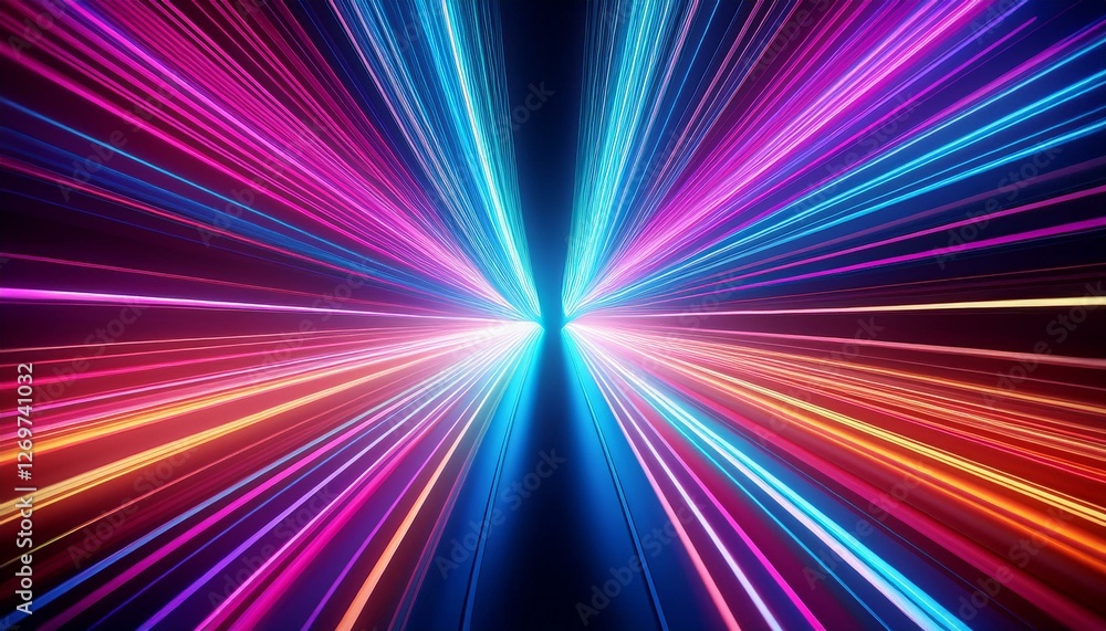 Aufkleber neon fiber optic lines abstract texture background abstract speed lines technology background