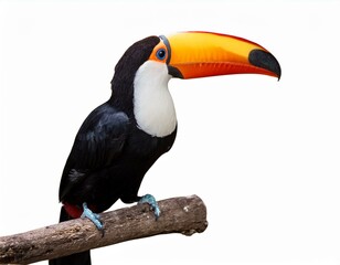 Fototapeta premium the toucan toco sitting on a branch isolated on white