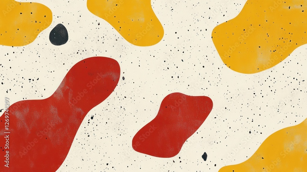 Poster Abstract Fluid Shapes with Speckled Texture Background in Warm Tones Design