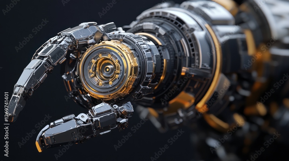 Aufkleber advanced robotic arm detail showing complex mechanisms