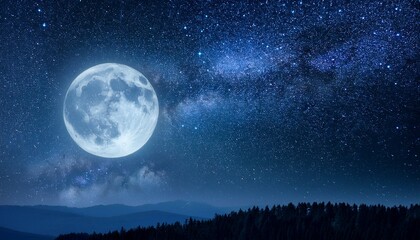 a stunning artistic shot of a night sky filled with twinkling stars and a bright moon illuminating the dark atmosphere perfect for celestial themes and nature lovers