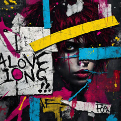 Urban Graffiti Collage Portrait with Pop Art and Street Aesthetic