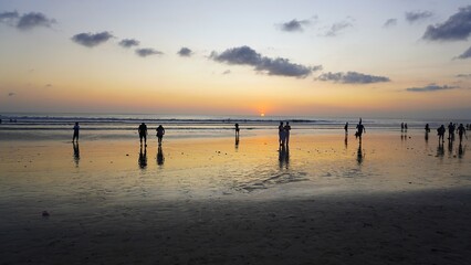 Fototapeta premium very beautiful sunset on an oceanfront beach in Indonesia in summer 2024