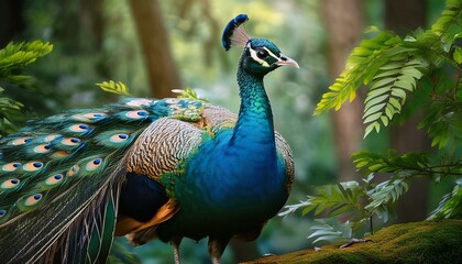 ai generated hd wallpapers of peacock in the forest free photo