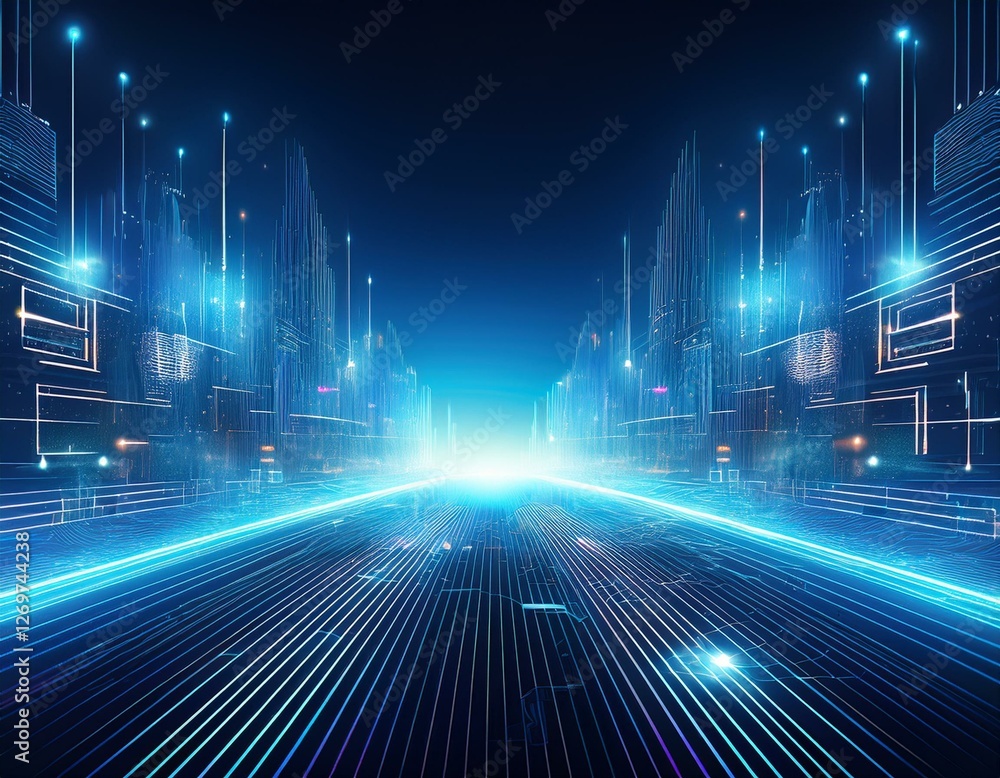 Poster future technology line background and light effects abstract future technology concept design scene 