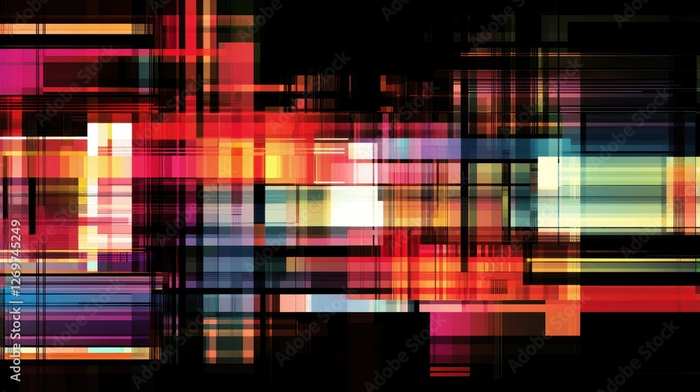 Poster Abstract Colorful Geometric Intersecting Lines Design