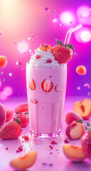 Pink strawberry milkshake
