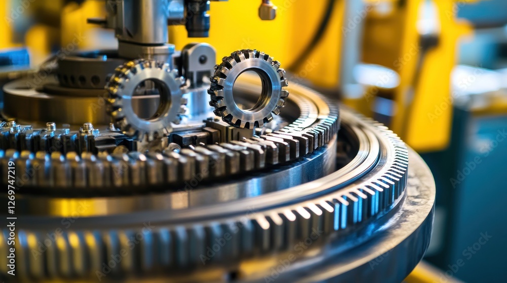 Poster precision engineered gear system close up view