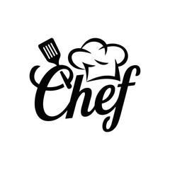 Stylish Chef Logo with Spatula and Hat.