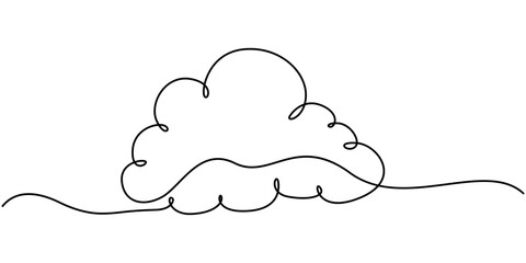 Cloud one line drawing, Cloud in the sky single line vector illustration. cloud continuous one line drawing, Continuous one single minimal line drawing cloud, Cloud one line drawing, Cloud in the sky 