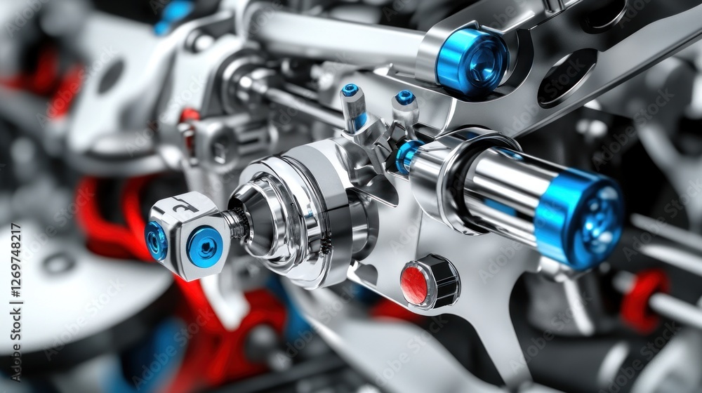 Poster closeup detailed view of complex machine engineering