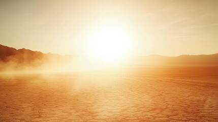 Naklejka premium Dusty Desert Landscape Under a Bright Sun