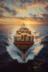 cargo ship loaded with containers
