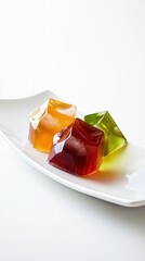 Vibrant Jewel-Toned Jellies on a Pristine White Plate