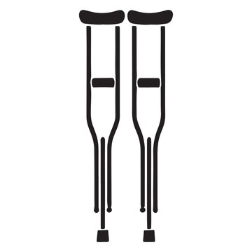 recommend clip art: Crutches Pair Vector Illustration Silhouette For Physical Support Graphics