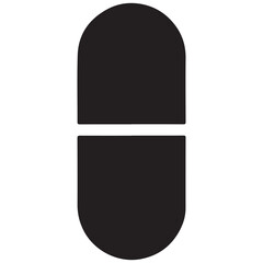 Split pill silhouette vector illustration for dosage and medical treatment