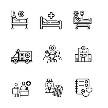 Hospital icon set. Medical. Emergency room. UGD
