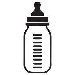 Detailed baby bottle with measurements illustration vector for educational content