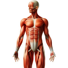 human full body muscular system, Isolated on a white background 