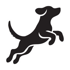 Playful jumping dog vector silhouette artwork for pet lovers design