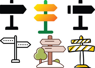 Road Sign Icon Set – Vector Art Illustration Bundle for Traffic, Navigation, and Safety