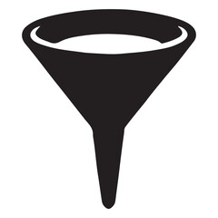 Black Funnel Icon Illustration for Filtering and Transferring Liquids