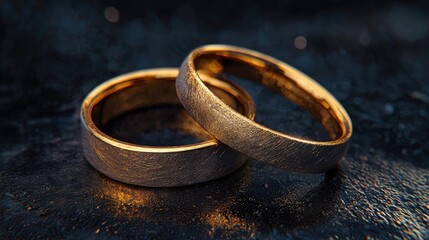 Golden Wedding Rings Closeup, Symbol of Love and Commitment