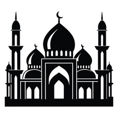 Black Silhouette of Islamic Mosque