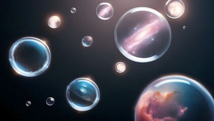 galactic floating spheres with swirling light inside for cosmic themed graphics and digital wallpapers