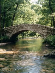 Fototapeta premium The ancient stone bridge in the peaceful countryside
