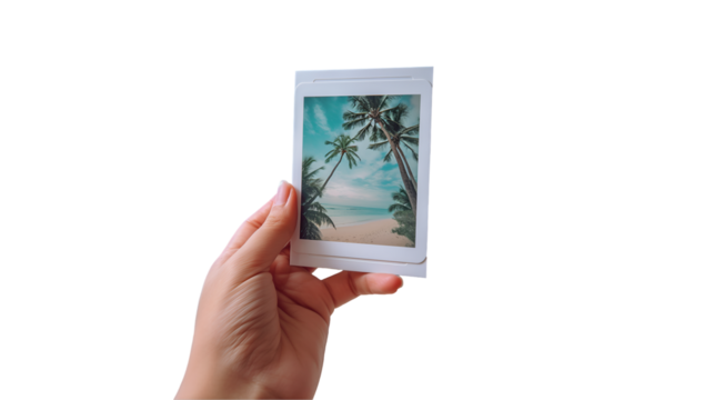 Tropical Beach Print Palm Trees and Sun, Relaxing Summer Vacation Theme, isolated on transparent background. - Powered by Adobe
