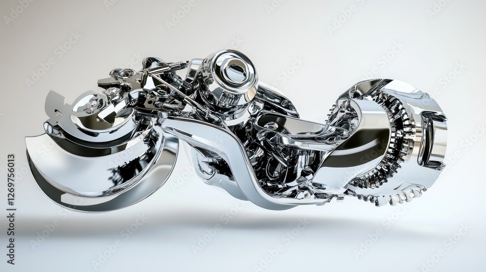 Poster chrome robotic engine abstract design