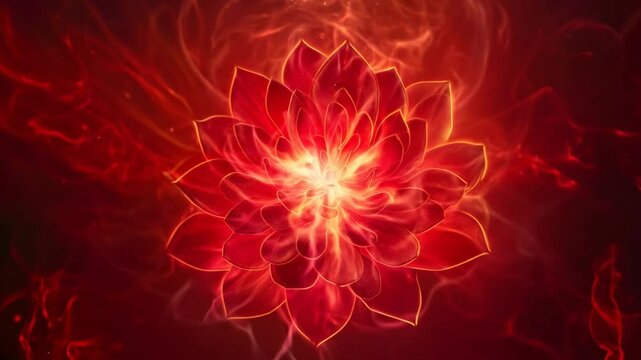 muladhara first chakra red root chakra llustration emitting foggy fiery light