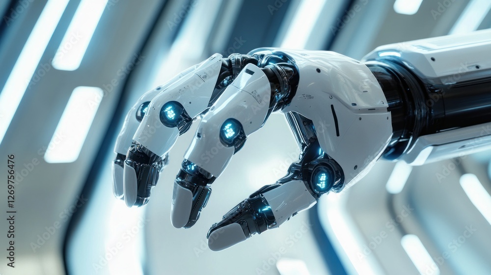 Poster Advanced Robotic Hand Design Shows Precision Engineering