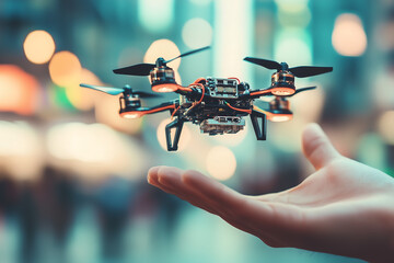 A military drone being operated by an air force soldier
