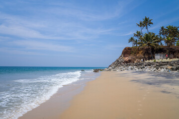 Odayam Beach in Varkala in Asia, India, Kerala, Varkala, in summer on a sunny day.