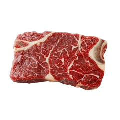 Fototapeta premium A stylized graphic of a fresh beef steak, showing smooth marbling and a vibrant red color, with clean edges and a polished design look, transparent background, PNG