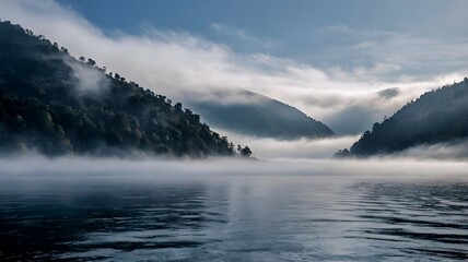 Mountain lake in the morning