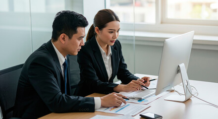 Businesspeople in the company taking care of business