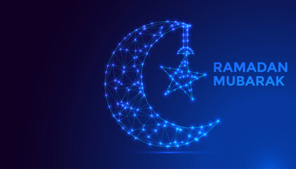 Ramadan Mubarak low poly represents a fusion of traditional Islamic art with contemporary low poly design, capturing the essence of the holy month of Ramadan.