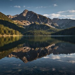 mountain lake reflection
