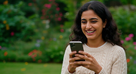 Girl showing cell phone screen
