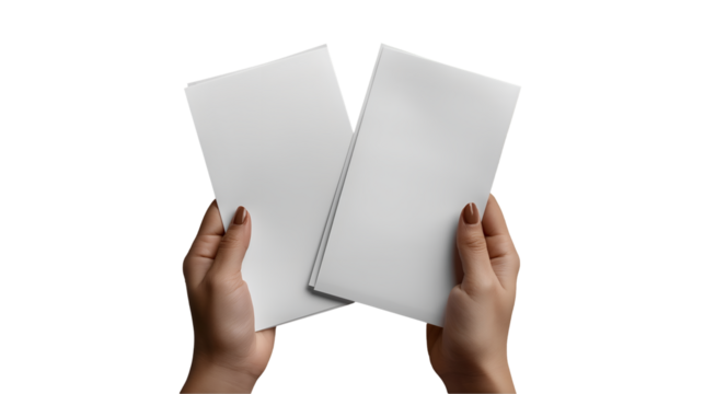 Blank Paper Mockup Minimalist Design, Clean White Sheets for Flyers and Cards, isolated on transparent background.