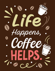 Coffee Typography T Shirt Coffee Elements Cup Color